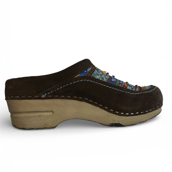 Dansko Brown Suede Mystique Aztec Embroidered Chunky Clog Slides EU 37 US 6.5/7 - Picture 13 of 13